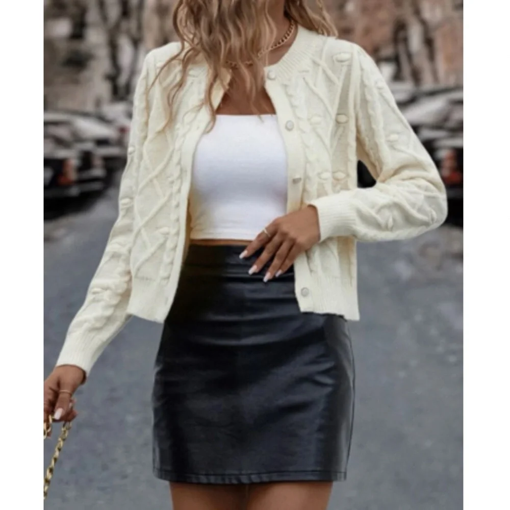 Cozy cable knit button cardigan
